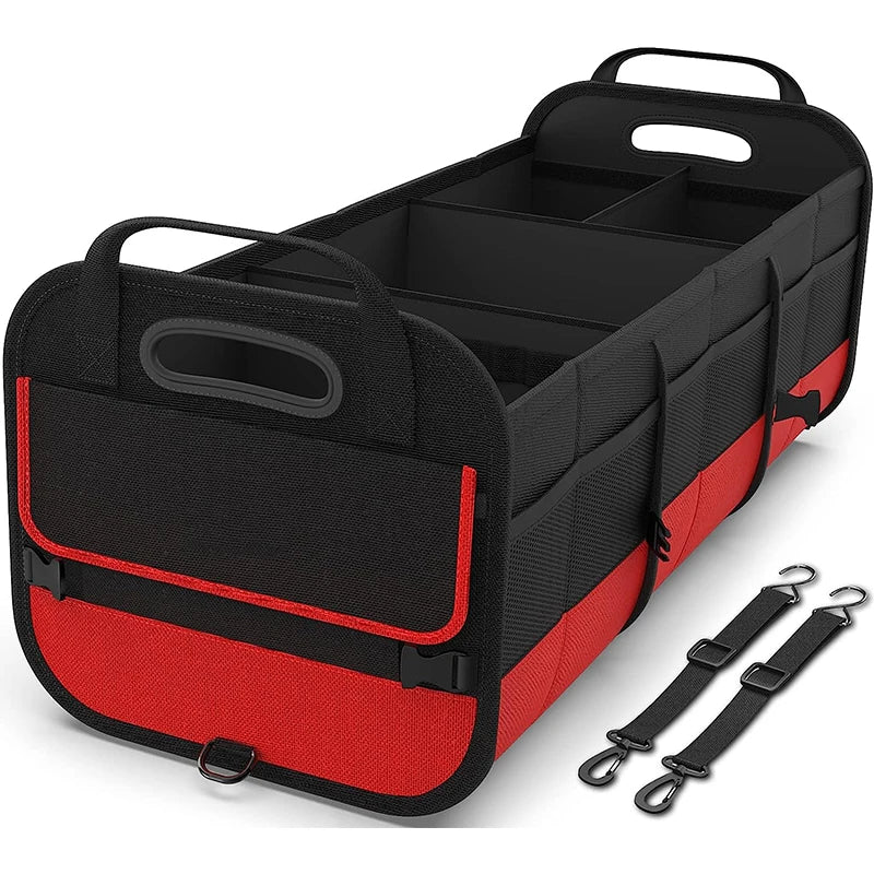 Trunk Organizer for Car, 95L Large Capacity Storage with Non-Slip Bottom Strips and 2 Retractable Straps