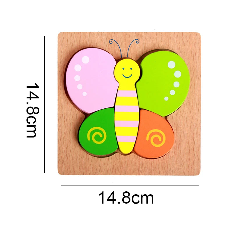 Wooden Puzzle Toy Montessori Carton Colorful Learning Education Toys Jigzaw Shape Cognitive Wood for Children Kids Gift TMZ