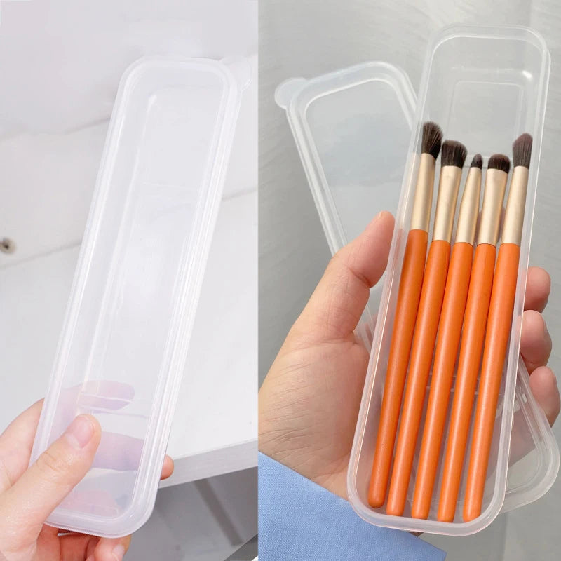 Makeup Brush Organizer Transparent With Cover Eyebrow Pencil Boxes Portable Women Cosmetic Storage Organizer Makeup Tools