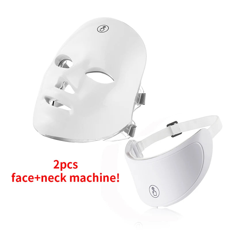 7 Colors LED Face Mask Beauty Machine Neck Part Mask LED Photon Facial Mask Repaired Skin Anti Aging Skin Rejuvenation Tool