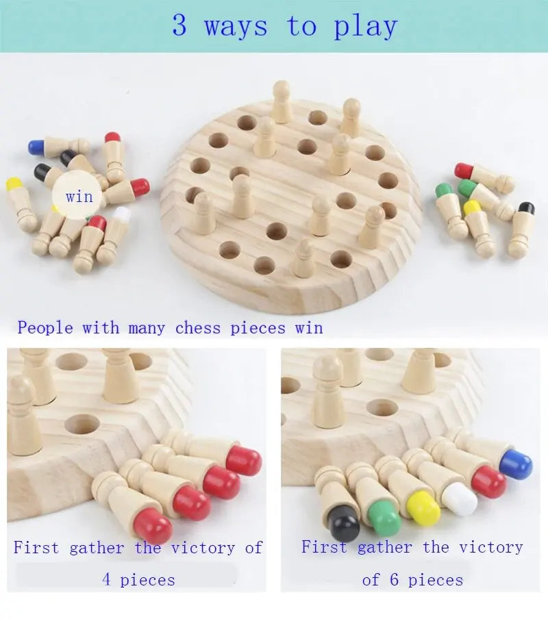 Kids Wooden Memory Match Stick Chess Fun Color Game Board Puzzles Educational Toy Montessori Cognitive Learning Toy For Children