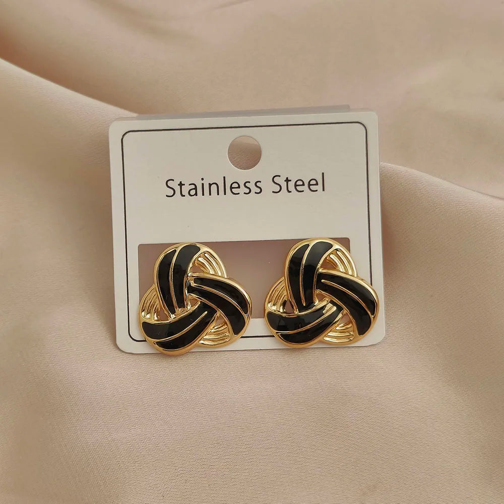Creative Celtic knot colored enamel stainless steel earrings, waterproof and rusty-free women's earrings, party jewelry