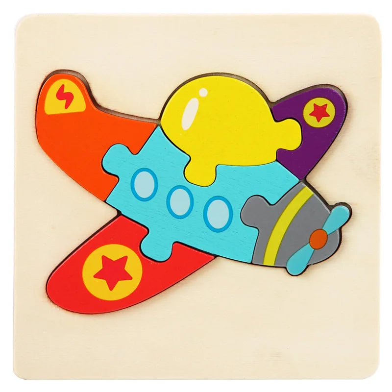 Kids Wooden Toys 3D Wood Puzzle Cartoon Animals Cognitive Jigsaw Puzzle Early Learning Educational Toys For Children Gift