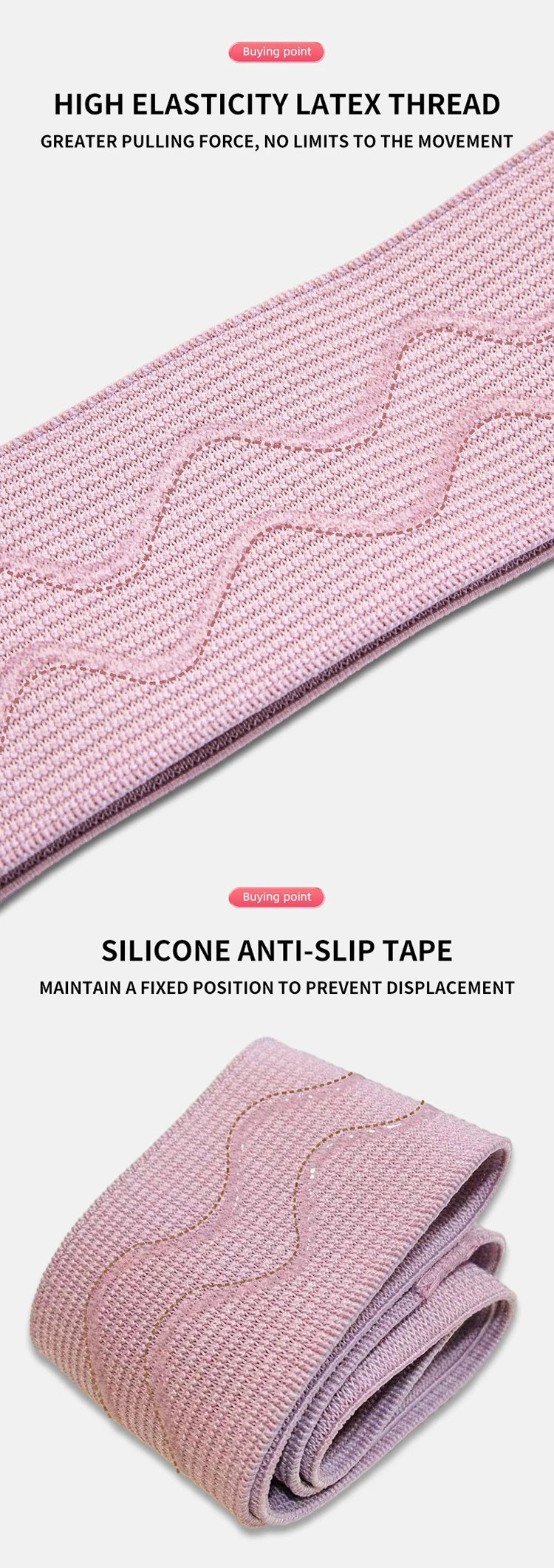 Yoga Resistance Bands Polyester Material Stretch Bands for Fitness Squats and Butt Exercises 4 Resistance Levels 20-90LB