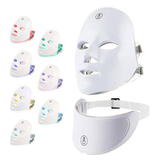 7 Colors LED Face Mask Beauty Machine Neck Part Mask LED Photon Facial Mask Repaired Skin Anti Aging Skin Rejuvenation Tool