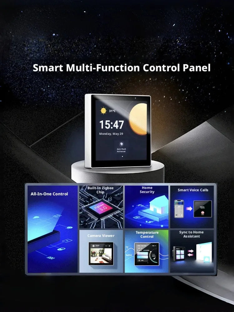 Smart Home 86 Multi Functional Central Control Screen WiFi Switch Panel Touch Screen Home Security Zigbee Voice Gateway