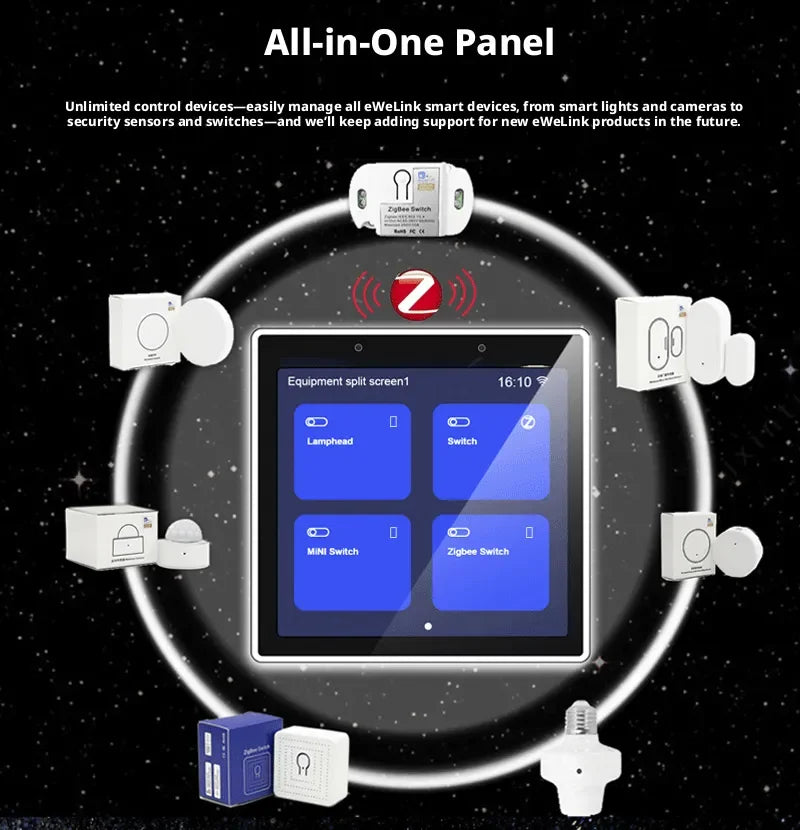 Smart Home 86 Multi Functional Central Control Screen WiFi Switch Panel Touch Screen Home Security Zigbee Voice Gateway