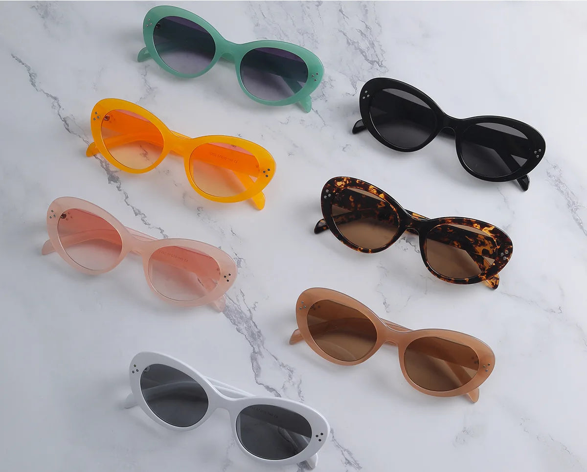 Trendy Oval Sunglasses For Women 2024 Summer Black Shades Sunglasses Womens Brand Designer Fashion Luxury Glasses Eyewear UV400