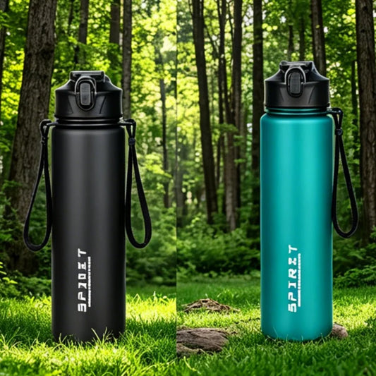Portable Sports Water Bottle with Time Scale and Straw Leakproof Motivational Water Cup for Outdoor Fitness Camping School