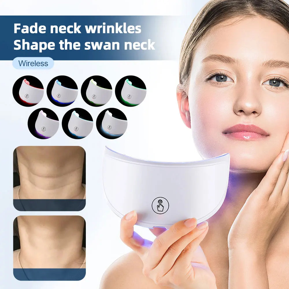 7 Colors LED Face Mask Beauty Machine Neck Part Mask LED Photon Facial Mask Repaired Skin Anti Aging Skin Rejuvenation Tool