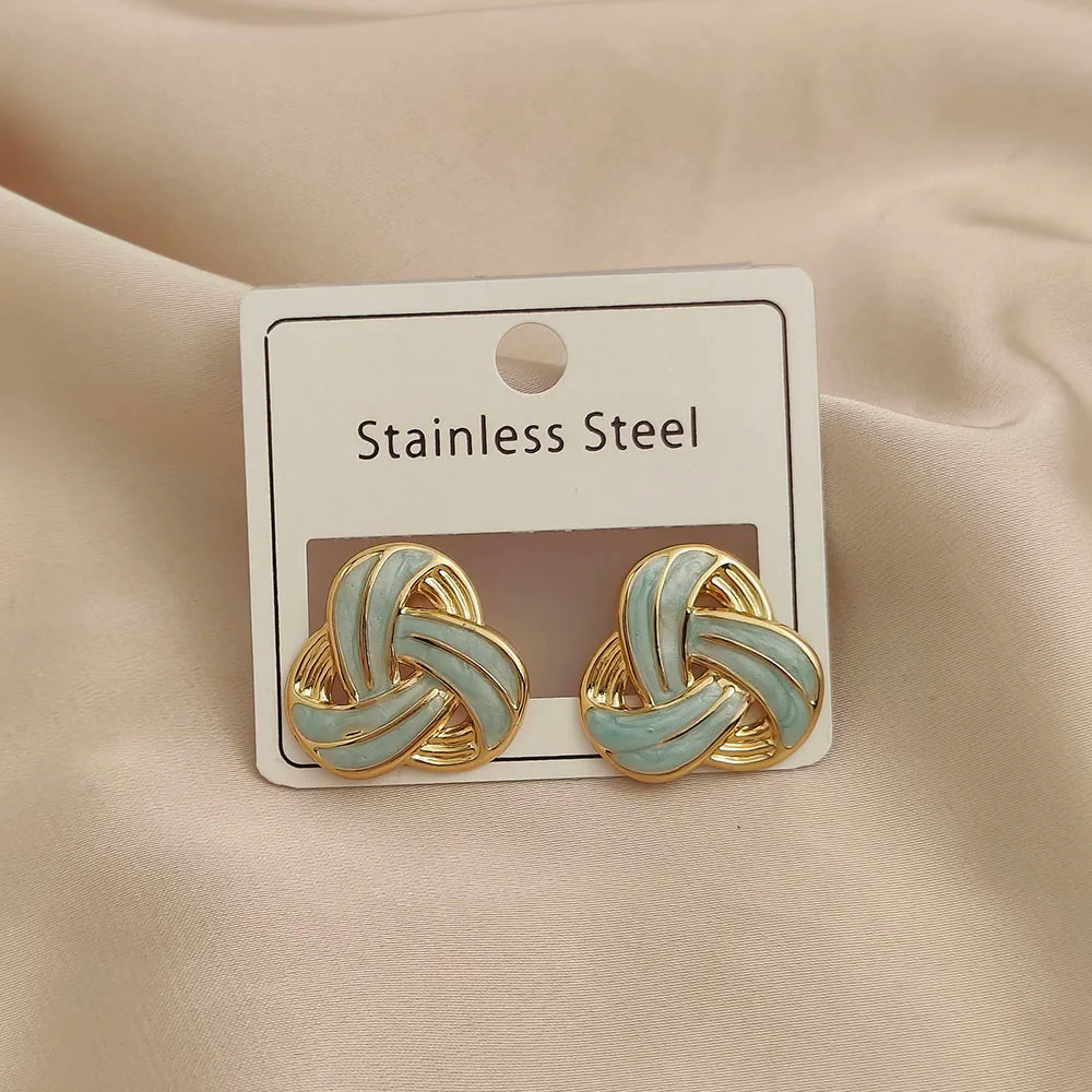 Creative Celtic knot colored enamel stainless steel earrings, waterproof and rusty-free women's earrings, party jewelry