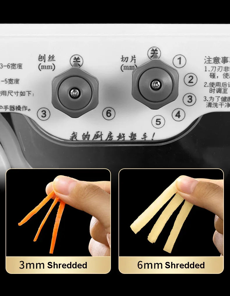 ‌Multifunctional Kitchen Tool: Lemon Slicer, Vegetable Grater & V-Blade Chopper for Fruits, Potatoes – Includes Storage Basket‌