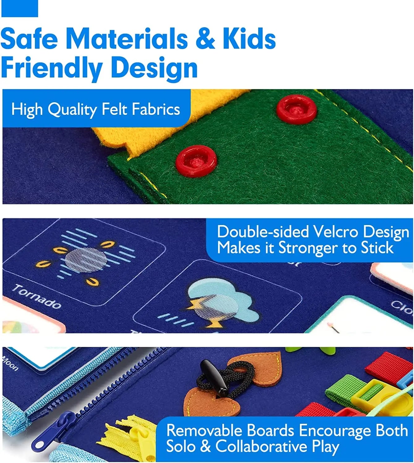 Montessori Toys Busy Board Toddler Sensory Activity Developing Board for Motor Skills， Educational Travel Activity Toys