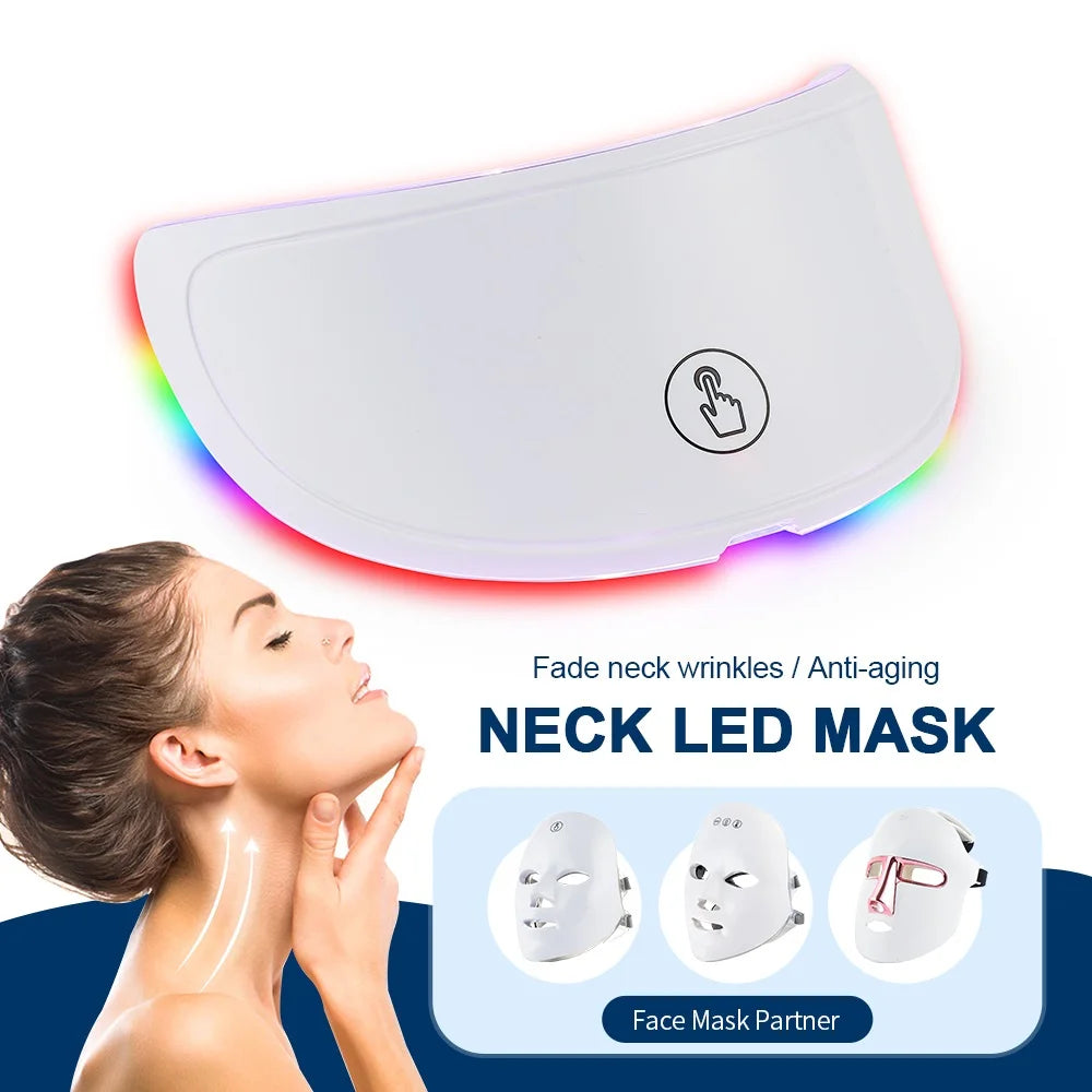 7 Colors LED Face Mask Beauty Machine Neck Part Mask LED Photon Facial Mask Repaired Skin Anti Aging Skin Rejuvenation Tool