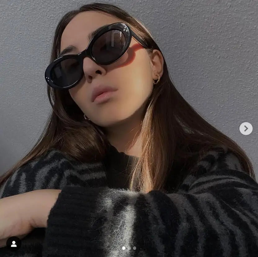 Trendy Oval Sunglasses For Women 2024 Summer Black Shades Sunglasses Womens Brand Designer Fashion Luxury Glasses Eyewear UV400