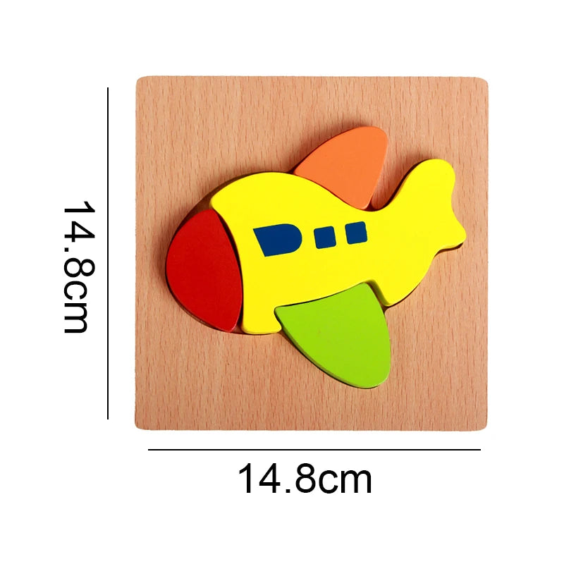 Wooden Puzzle Toy Montessori Carton Colorful Learning Education Toys Jigzaw Shape Cognitive Wood for Children Kids Gift TMZ