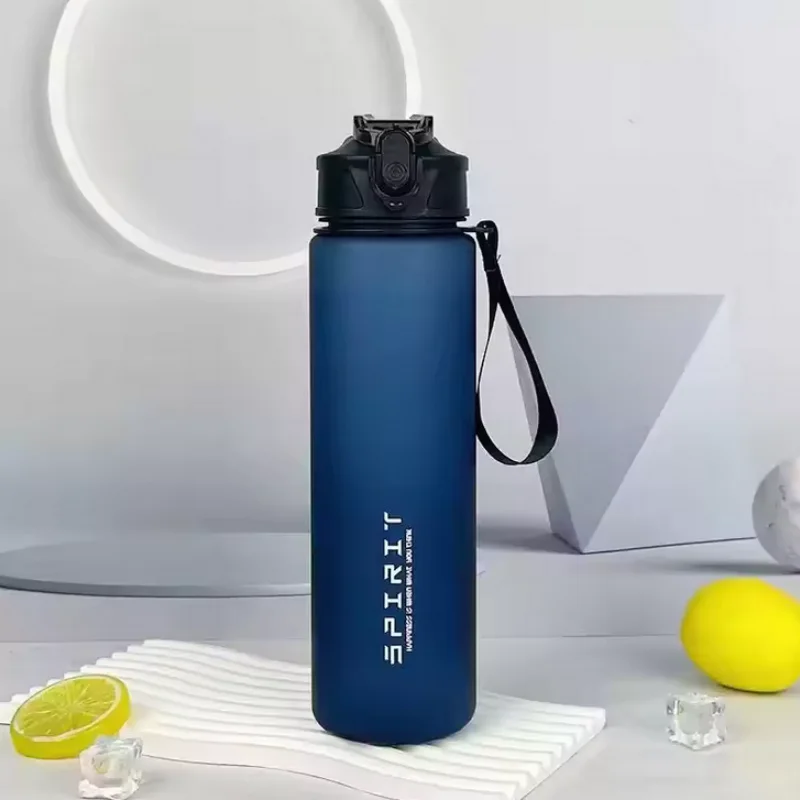 Portable Sports Water Bottle with Time Scale and Straw Leakproof Motivational Water Cup for Outdoor Fitness Camping School
