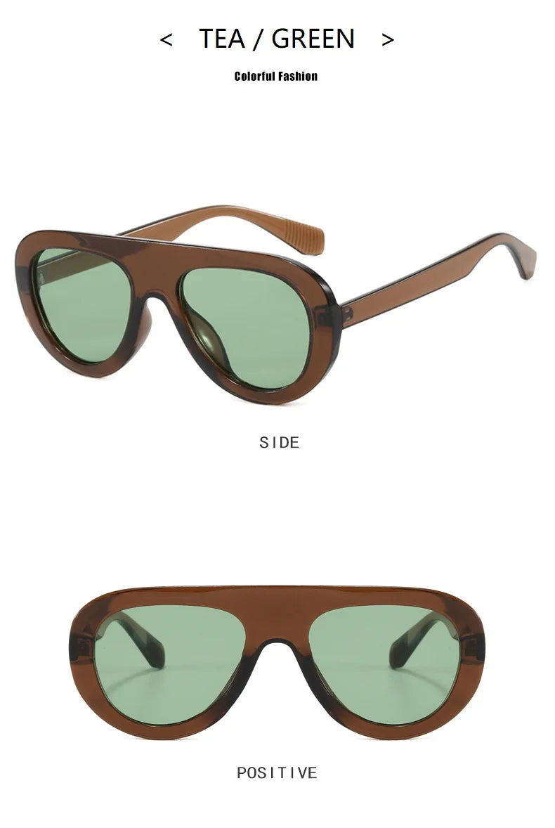 Trendy Sunglasses for Women Men Retro Round Sunglass Flat Top Designer Stylish Frame Sun Glasses Shades Vintage Unisex Eyewear