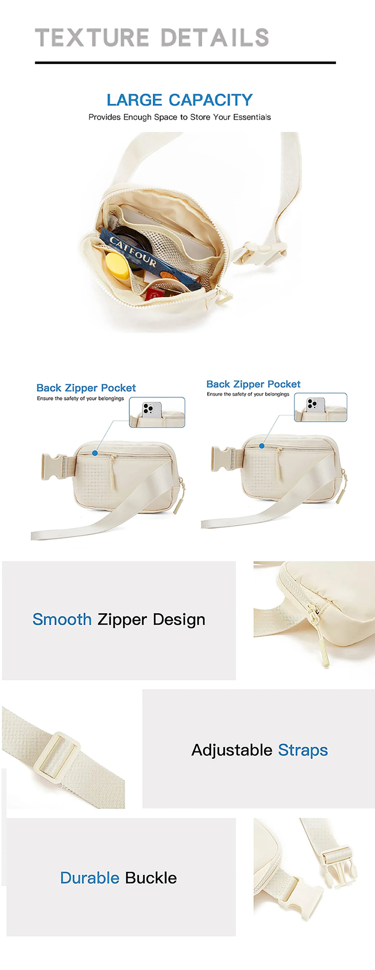 Fanny Pack Belt Bag Women Men Same Style Waterproof Waist Bag Adjustables Crossbody Outdoor Sports Mobile Phone Holder