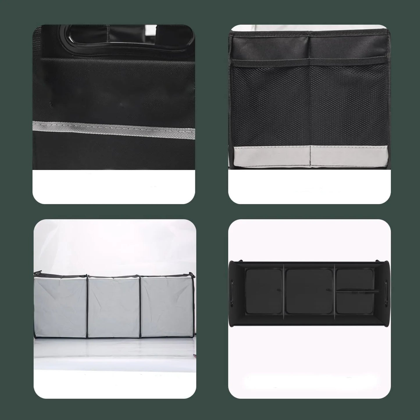 Trunk Organizer for Car, 95L Large Capacity Storage with Non-Slip Bottom Strips and 2 Retractable Straps
