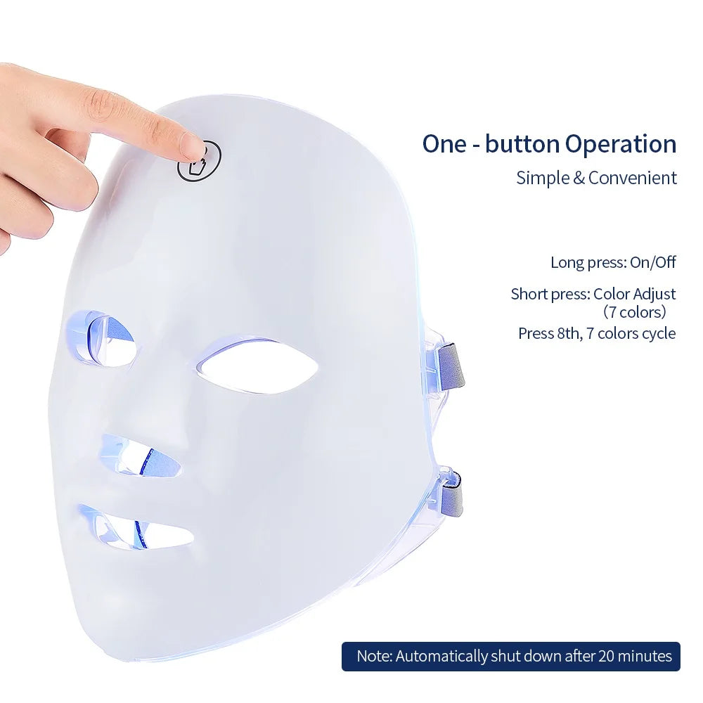 7 Colors LED Face Mask Beauty Machine Neck Part Mask LED Photon Facial Mask Repaired Skin Anti Aging Skin Rejuvenation Tool