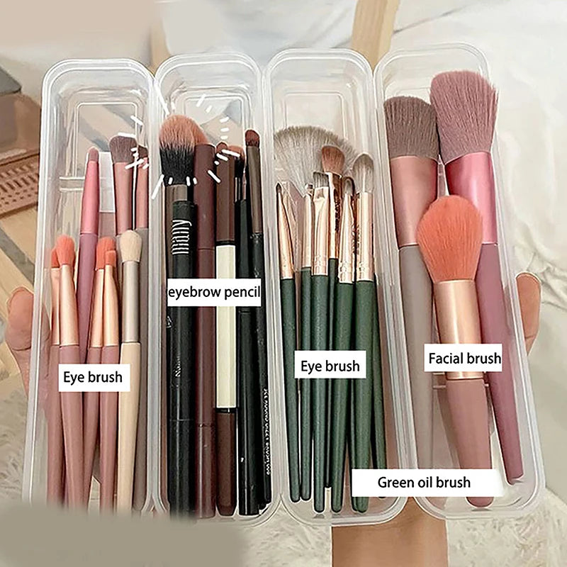 Makeup Brush Organizer Transparent With Cover Eyebrow Pencil Boxes Portable Women Cosmetic Storage Organizer Makeup Tools