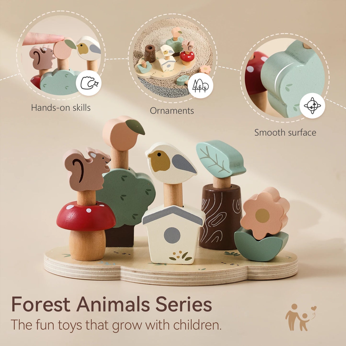 Baby Montessori Educational Toys Toddler Kids Creative Games Wooden Toys Set Plant Animal Funny Toys For 0-6 Year Old Children