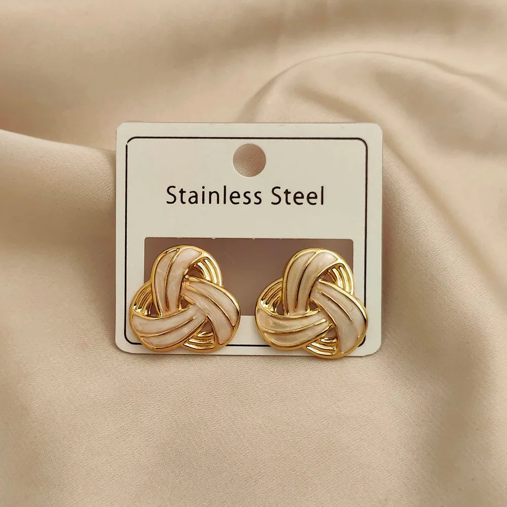 Creative Celtic knot colored enamel stainless steel earrings, waterproof and rusty-free women's earrings, party jewelry