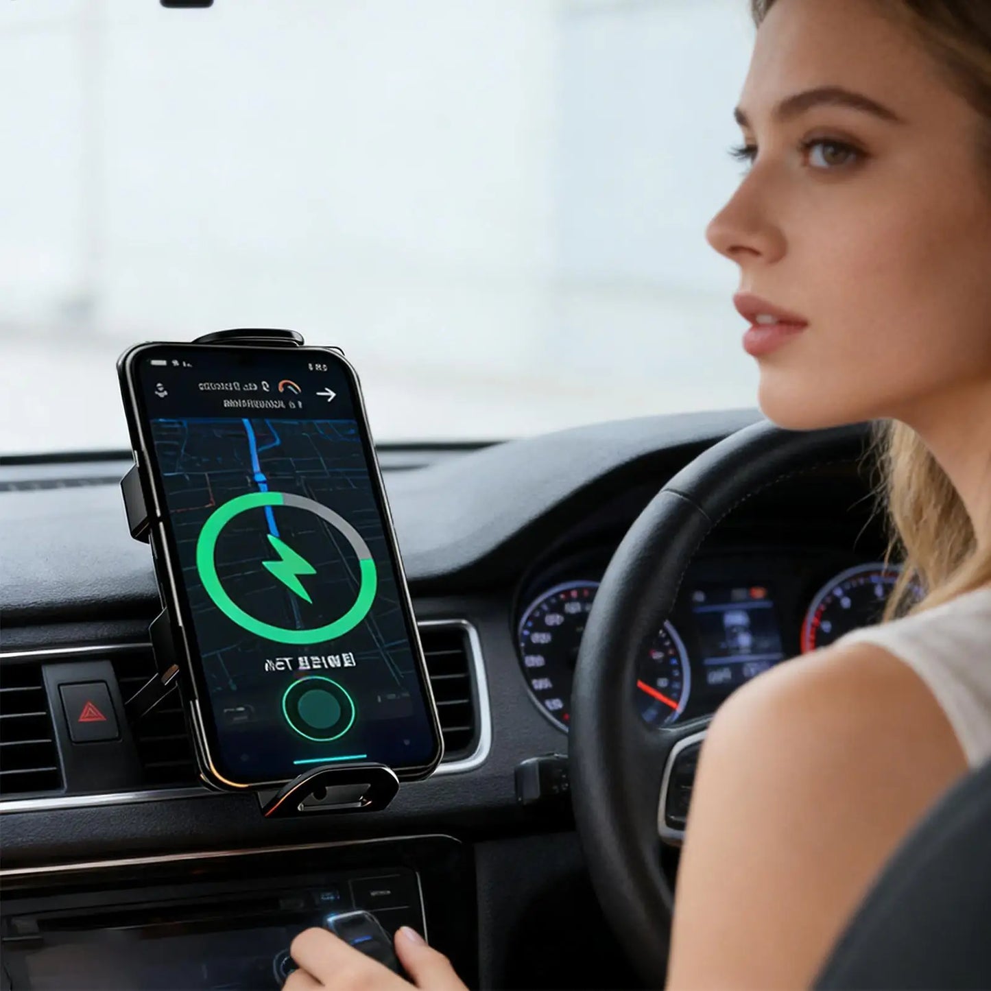 Wireless Car Charger 20W Auto Phone Clamping stand 90 Degree Rotation Car Phone Holder Charger with LED Light for car interior