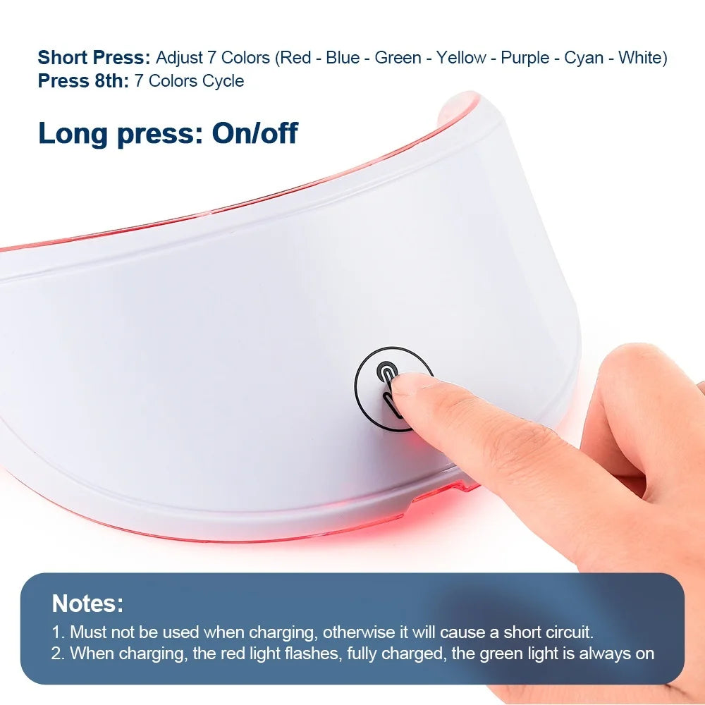7 Colors LED Face Mask Beauty Machine Neck Part Mask LED Photon Facial Mask Repaired Skin Anti Aging Skin Rejuvenation Tool