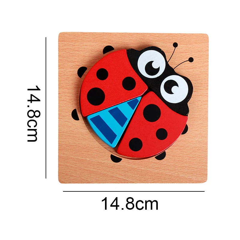 Wooden Puzzle Toy Montessori Carton Colorful Learning Education Toys Jigzaw Shape Cognitive Wood for Children Kids Gift TMZ