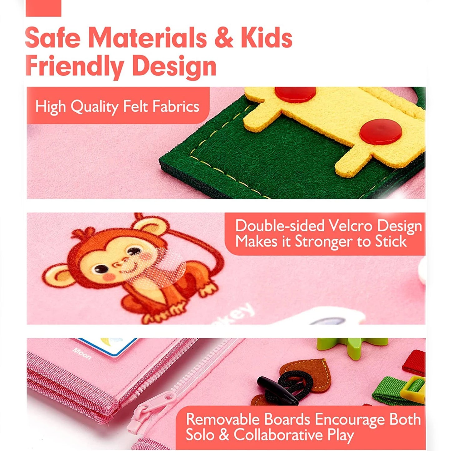 Montessori Toys Busy Board Toddler Sensory Activity Developing Board for Motor Skills， Educational Travel Activity Toys