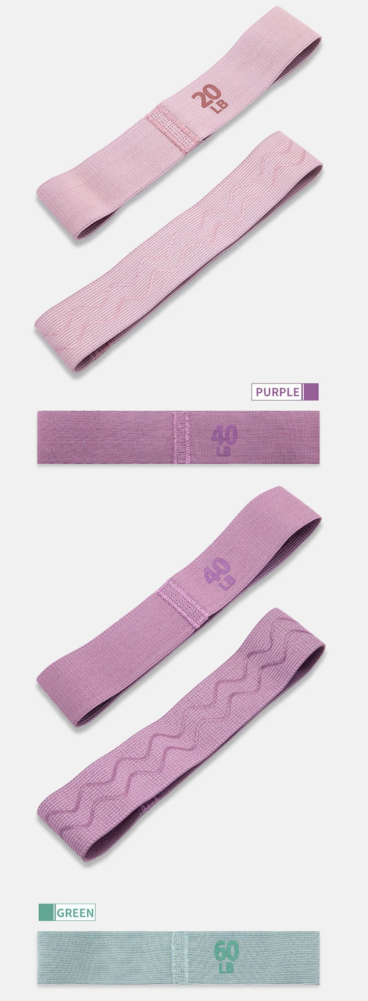 Yoga Resistance Bands Polyester Material Stretch Bands for Fitness Squats and Butt Exercises 4 Resistance Levels 20-90LB