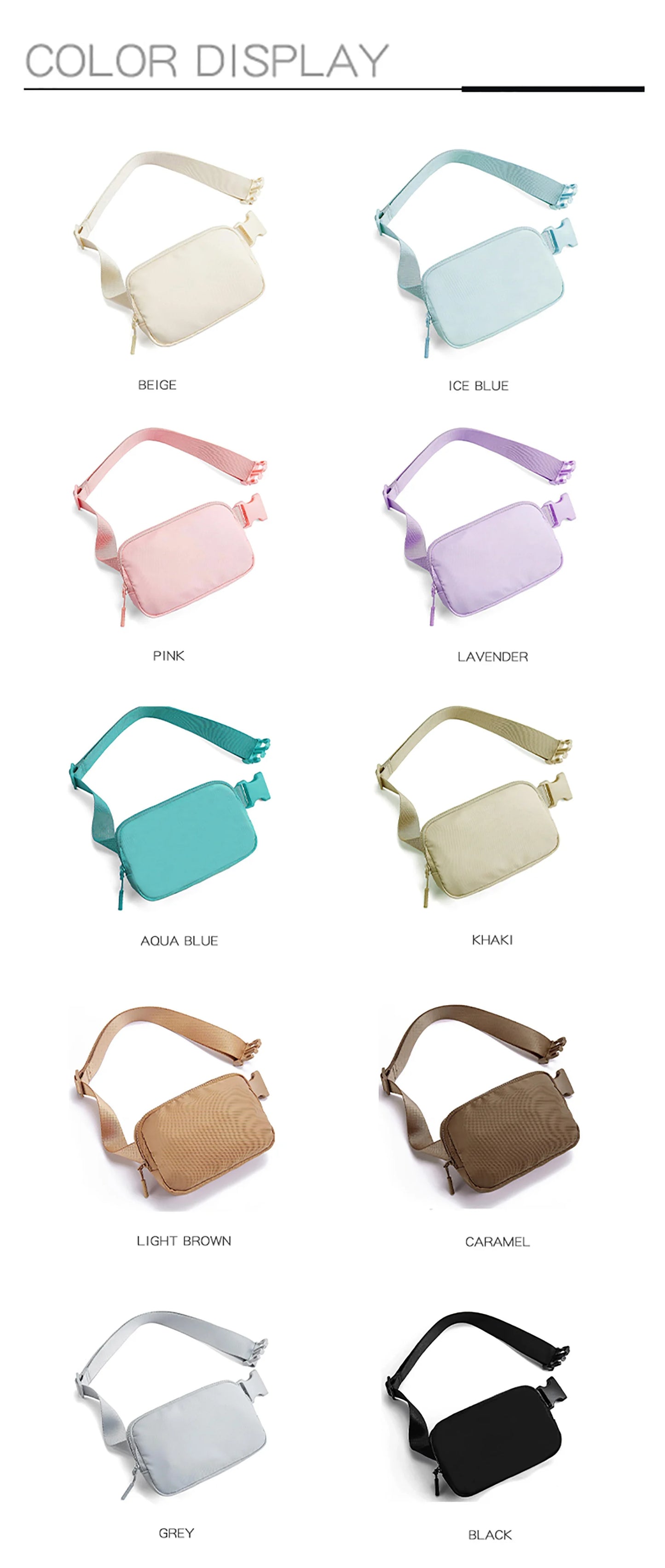 Fanny Pack Belt Bag Women Men Same Style Waterproof Waist Bag Adjustables Crossbody Outdoor Sports Mobile Phone Holder