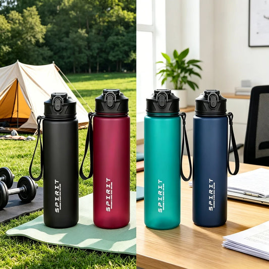 Portable Sports Water Bottle with Time Scale and Straw Leakproof Motivational Water Cup for Outdoor Fitness Camping School