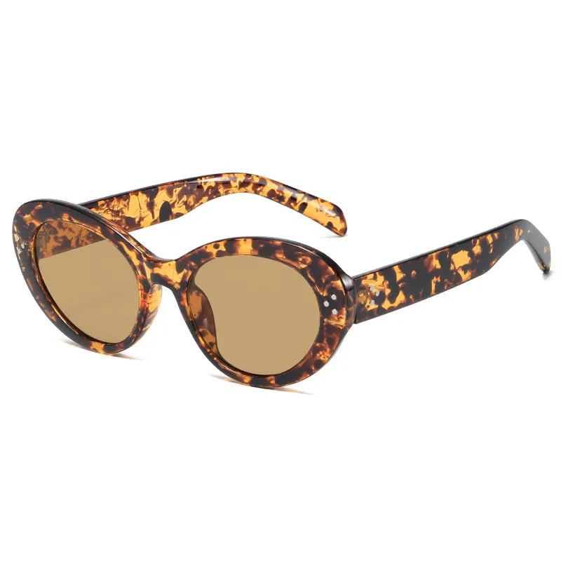 Trendy Oval Sunglasses For Women 2024 Summer Black Shades Sunglasses Womens Brand Designer Fashion Luxury Glasses Eyewear UV400