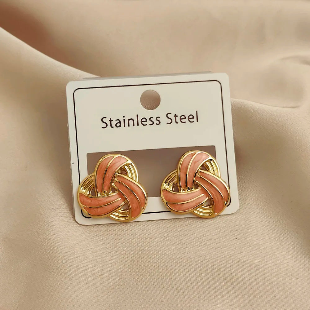Creative Celtic knot colored enamel stainless steel earrings, waterproof and rusty-free women's earrings, party jewelry