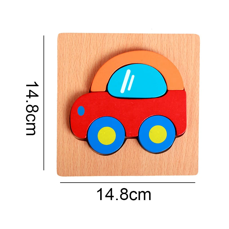 Wooden Puzzle Toy Montessori Carton Colorful Learning Education Toys Jigzaw Shape Cognitive Wood for Children Kids Gift TMZ