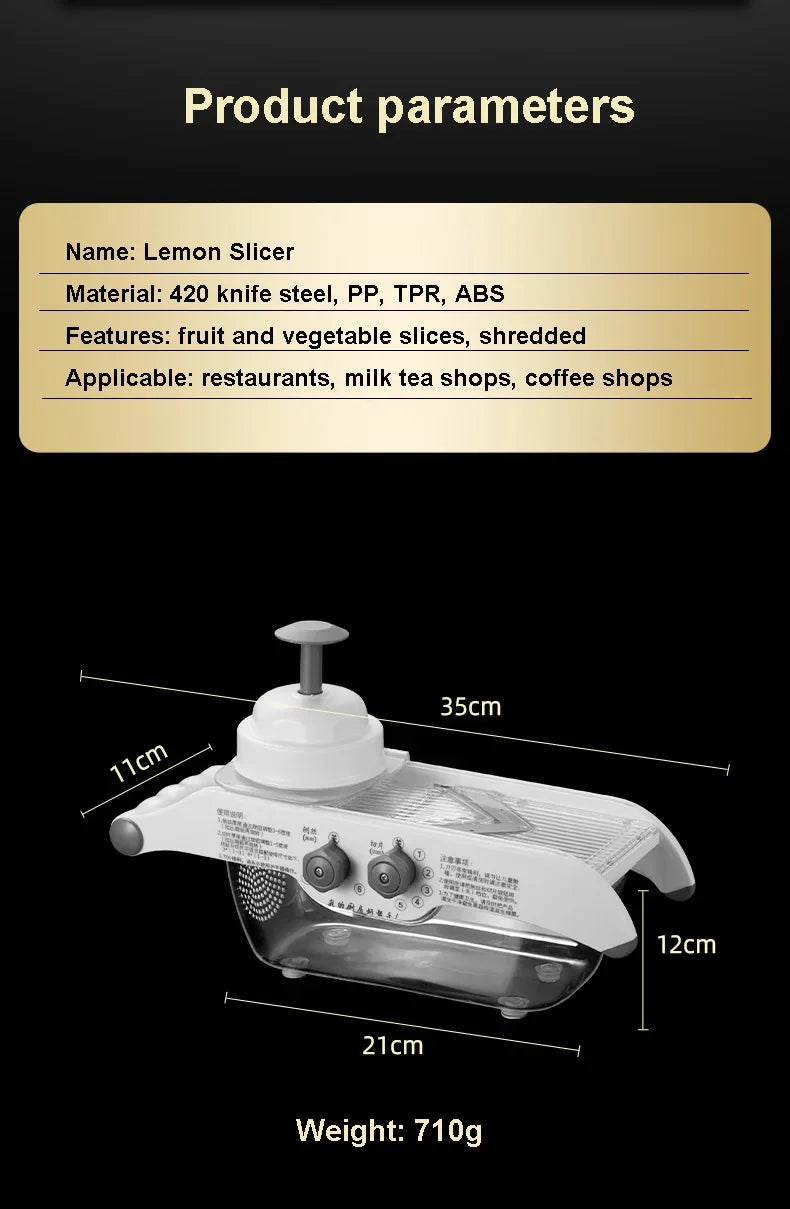 ‌Multifunctional Kitchen Tool: Lemon Slicer, Vegetable Grater & V-Blade Chopper for Fruits, Potatoes – Includes Storage Basket‌