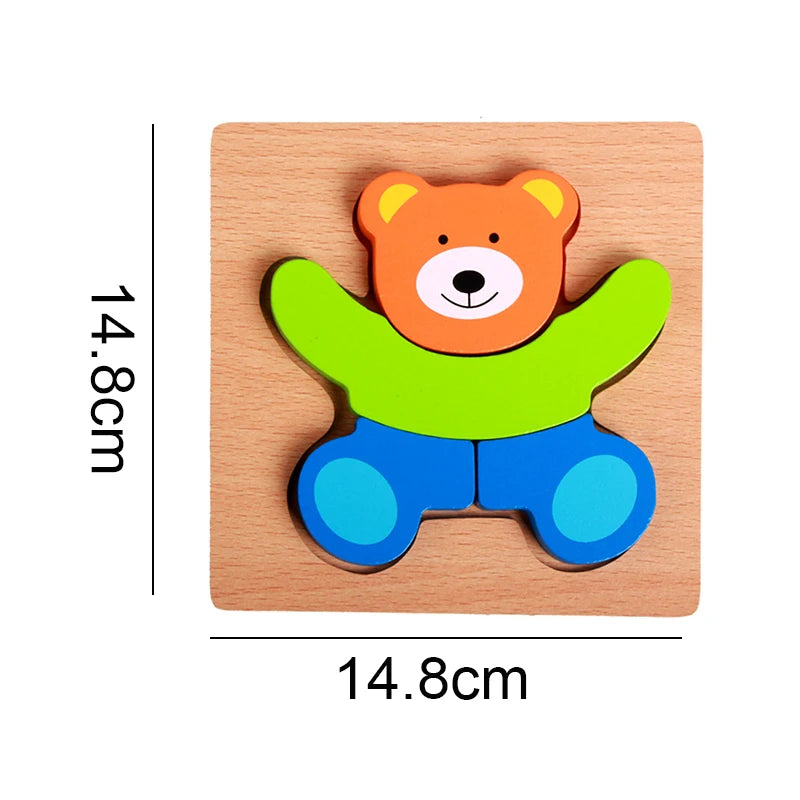 Wooden Puzzle Toy Montessori Carton Colorful Learning Education Toys Jigzaw Shape Cognitive Wood for Children Kids Gift TMZ