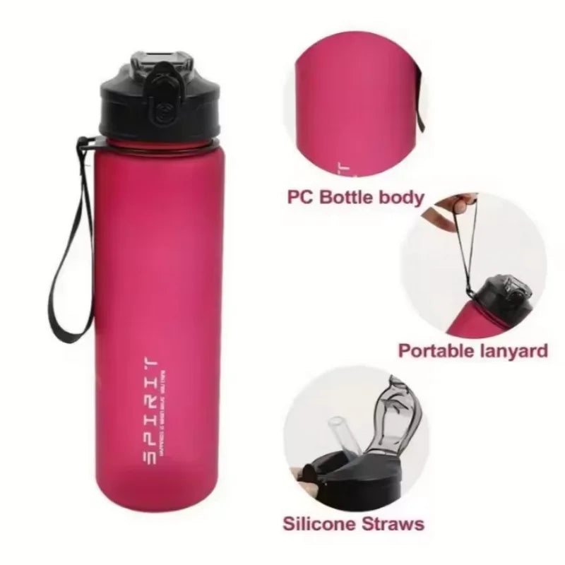 Portable Sports Water Bottle with Time Scale and Straw Leakproof Motivational Water Cup for Outdoor Fitness Camping School