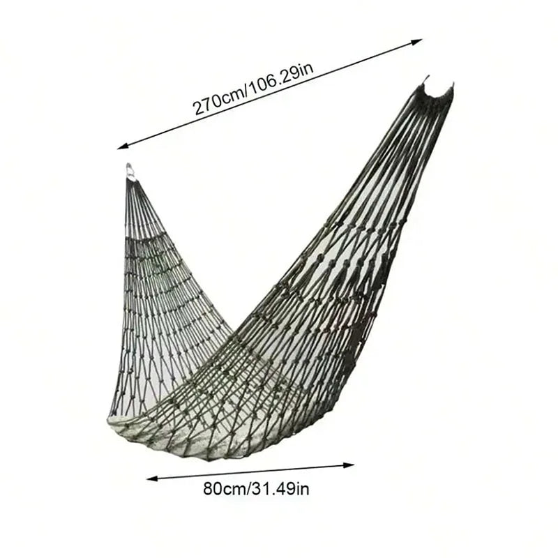 Outdoor Gear - Thickened Mesh Camping Hammock, Nylon Rope Single-Person Mesh Hammock