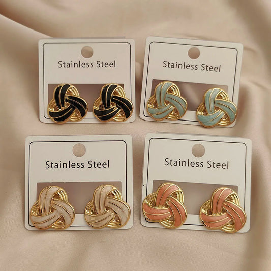 Creative Celtic knot colored enamel stainless steel earrings, waterproof and rusty-free women's earrings, party jewelry