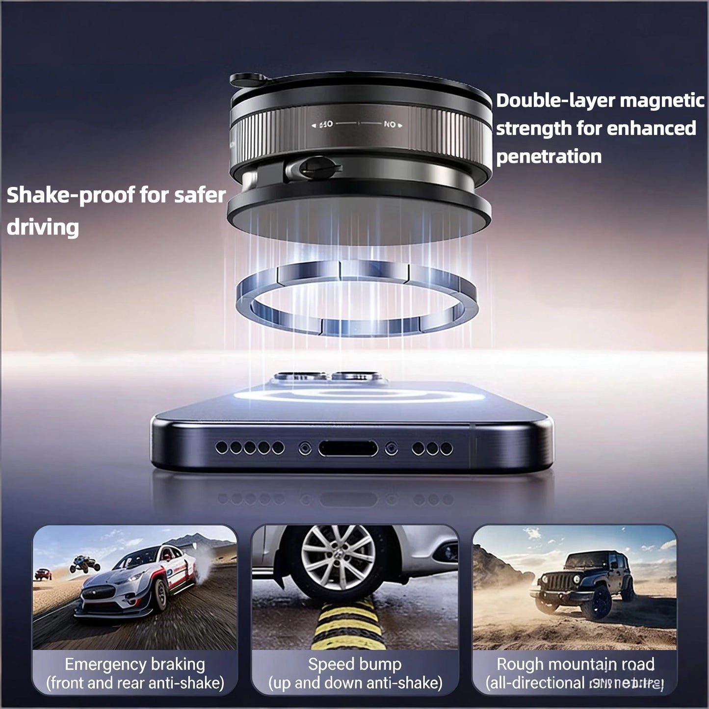 Magnetic Phone Holder for Car 360° Rotatable Foldable & Adjustable Magnetic Car Mount, Suction Cup Phone Holder for Car/Mirror