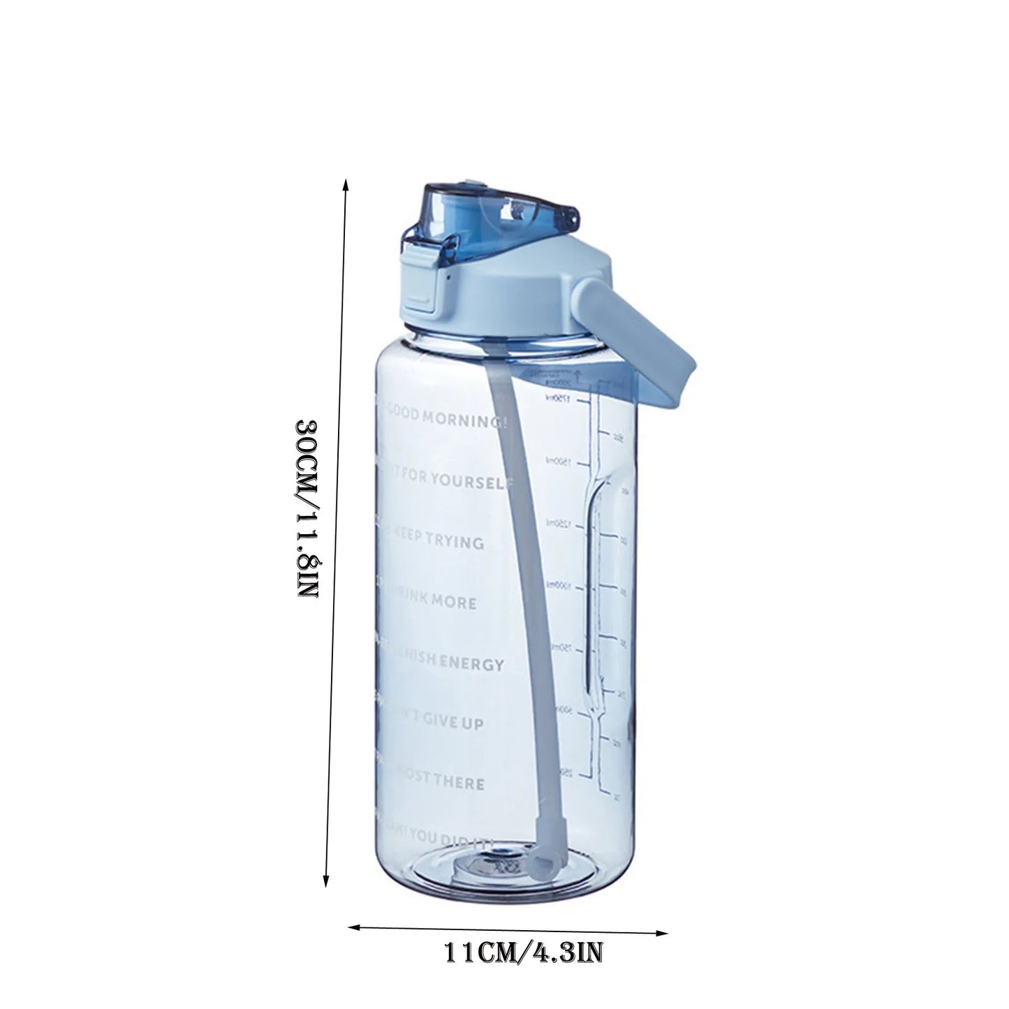 2000ml Large Capacity Sports Water Bottle Portable Water Bottle For Outdoor Commuting Includes Stickers Straw Leak-Proof Design