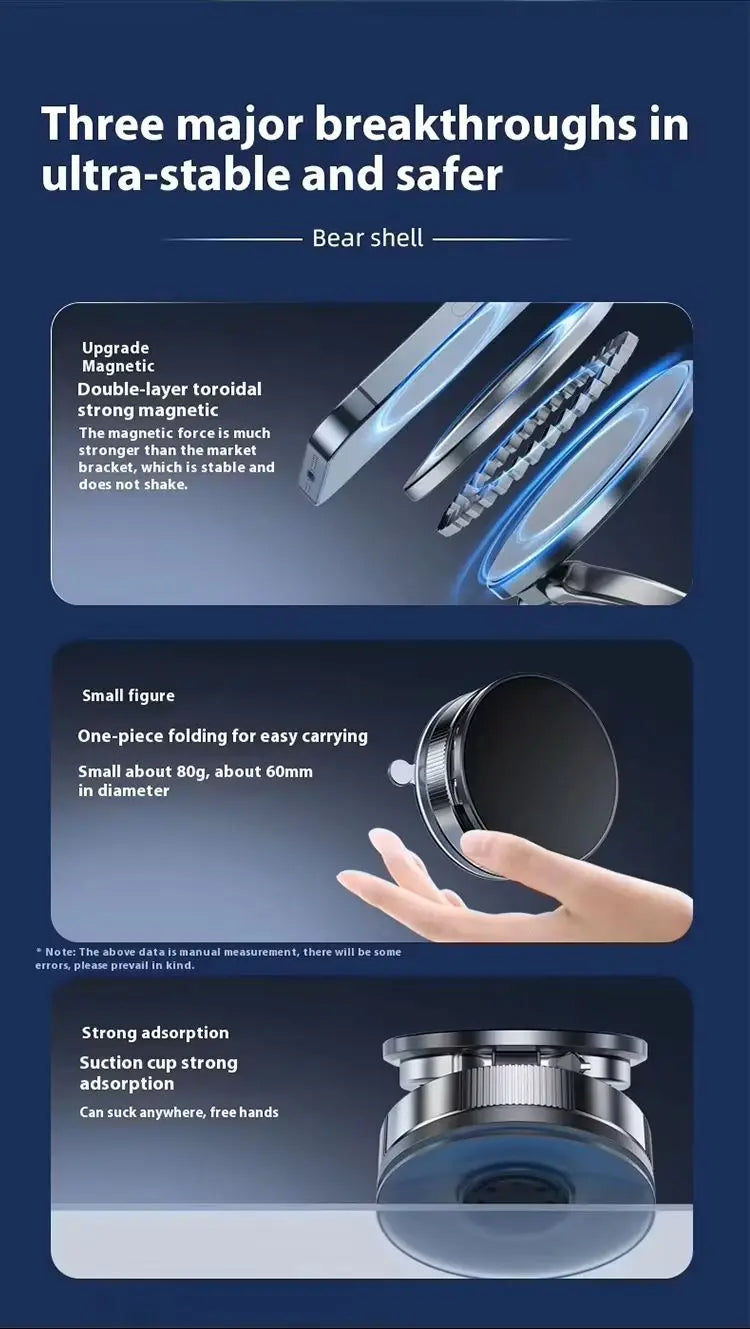 Magnetic Phone Holder for Car 360° Rotatable Foldable & Adjustable Magnetic Car Mount, Suction Cup Phone Holder for Car/Mirror