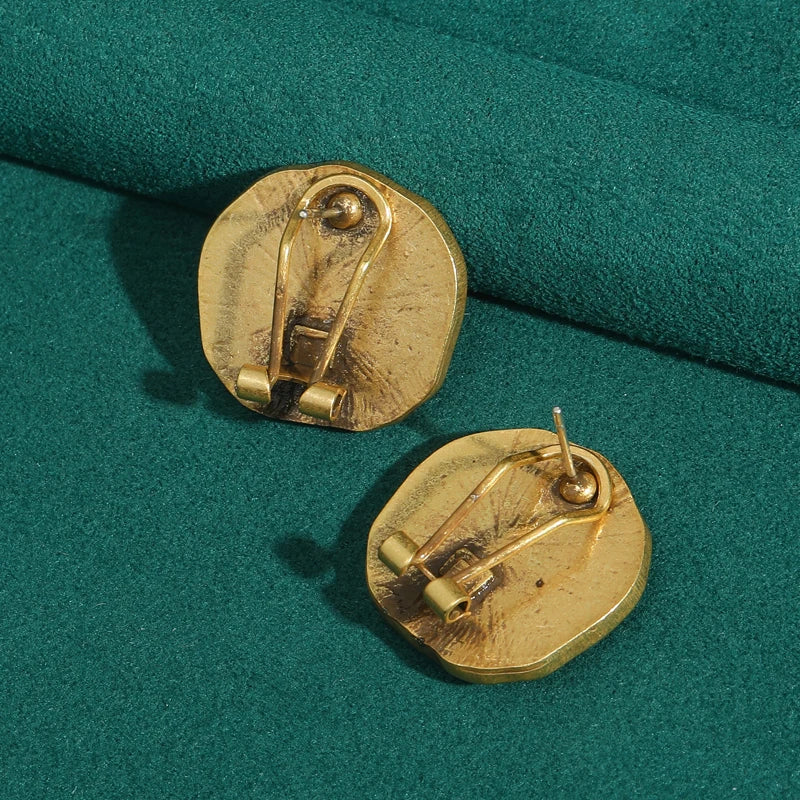 Vintage Style Gold Plated Ancient Coins Stud Earrings For Woman Round Button Shape Luxury Quality Jewelry Designer Gift 2026