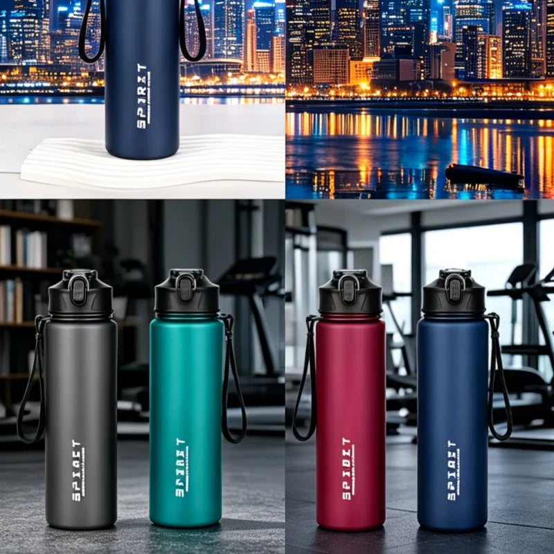 Portable Sports Water Bottle with Time Scale and Straw Leakproof Motivational Water Cup for Outdoor Fitness Camping School