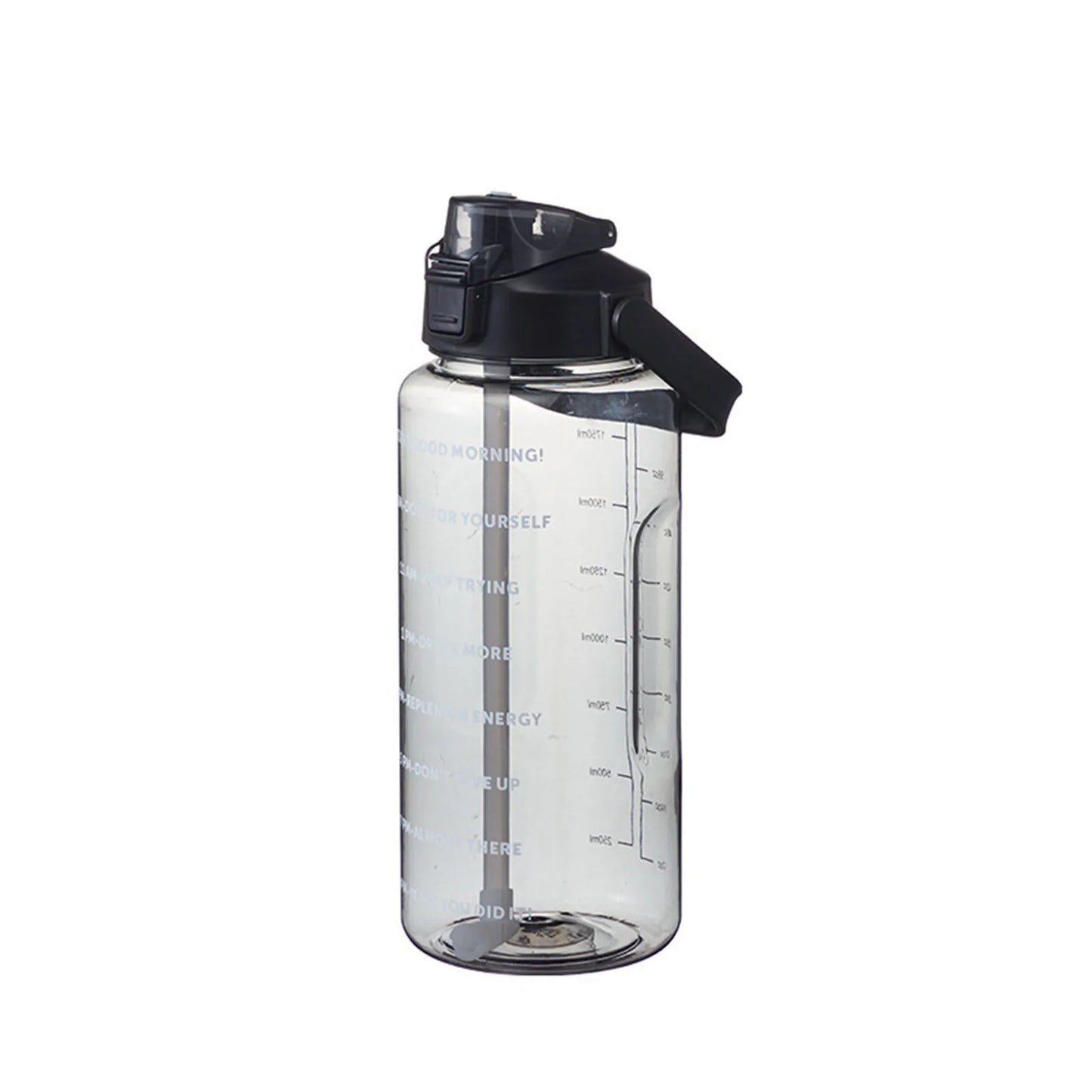 2000ml Large Capacity Sports Water Bottle Portable Water Bottle For Outdoor Commuting Includes Stickers Straw Leak-Proof Design