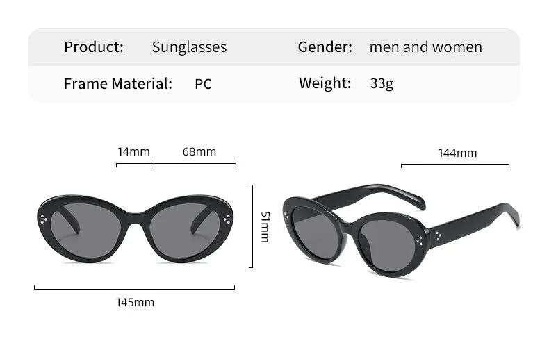 Trendy Oval Sunglasses For Women 2024 Summer Black Shades Sunglasses Womens Brand Designer Fashion Luxury Glasses Eyewear UV400
